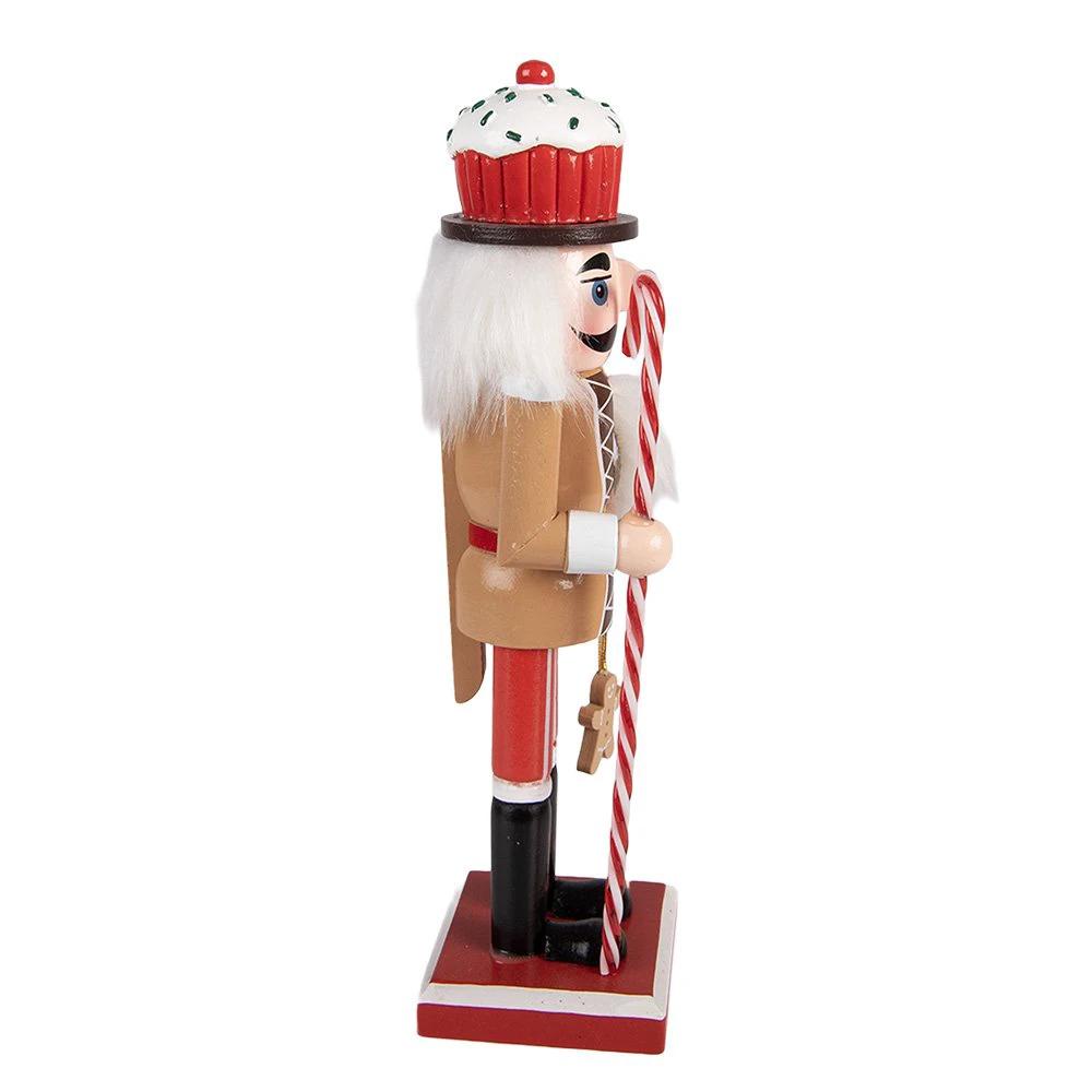 Weihnachtsdekorationsfigur Nussknacker 8x7x25 cm braunes Holz von Clayre & Eef.