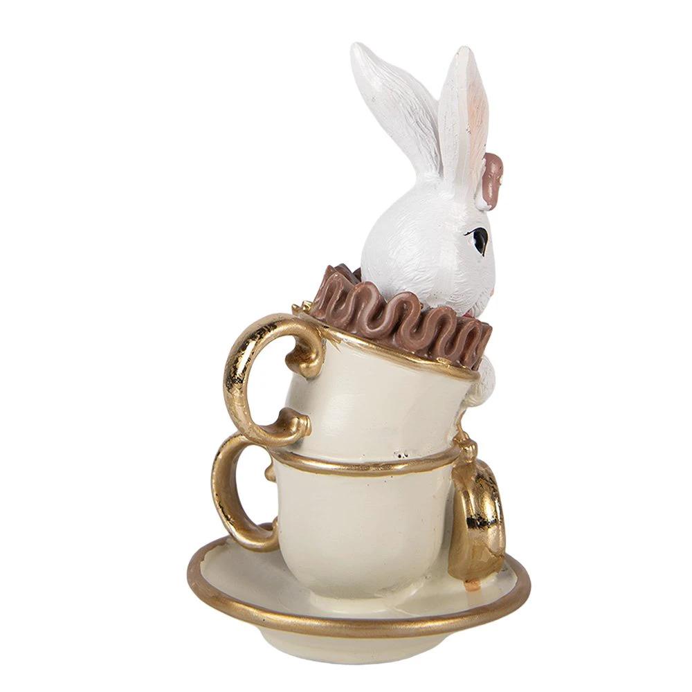Decoration Statue Rabbit 8x8x14 cm White Plastic by Clayre & Eef.