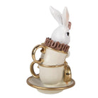 Decoration Statue Rabbit 8x8x14 cm White Plastic by Clayre & Eef.