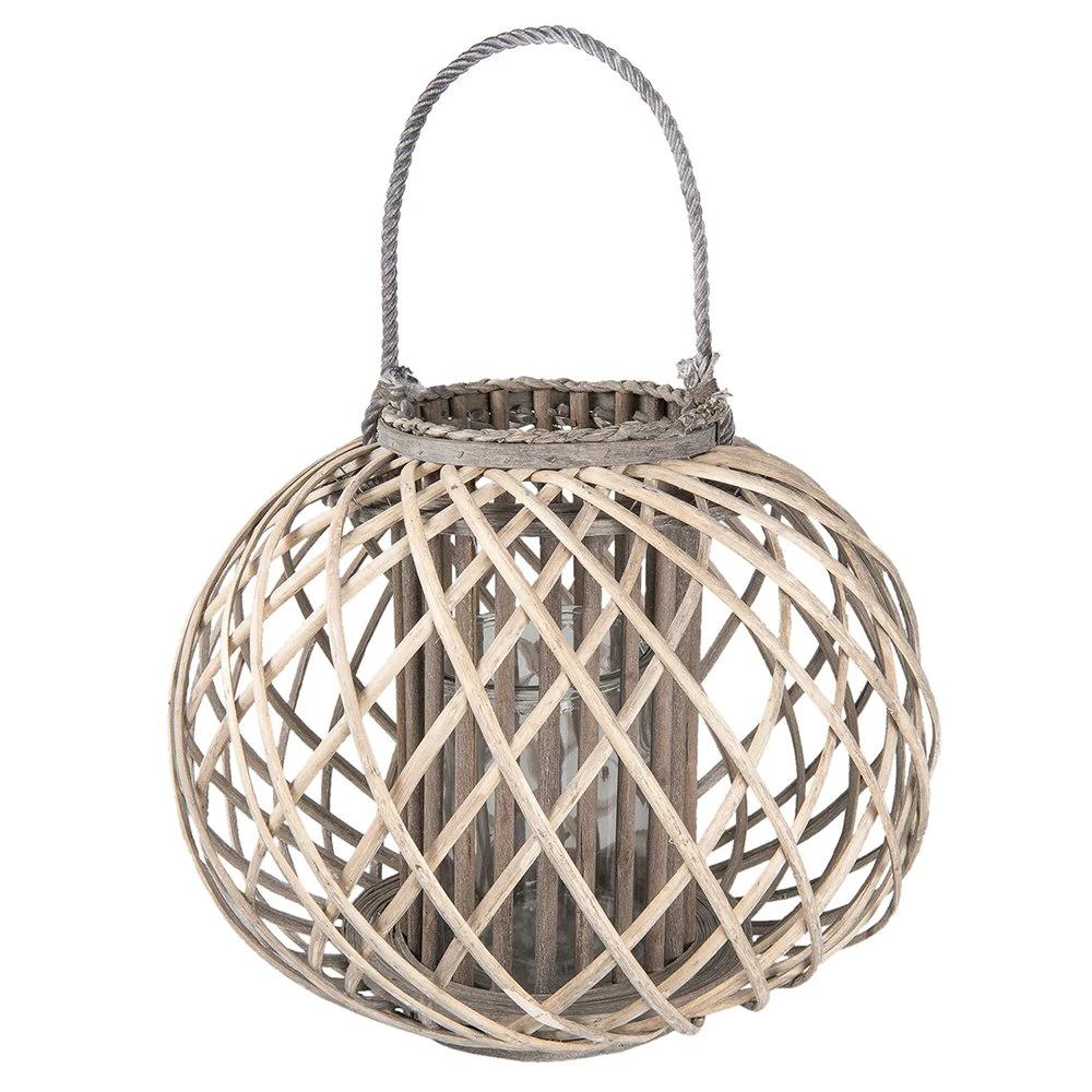 Light light Ø 47x36 cm Gray wood candle holder by Clayre & Eef.