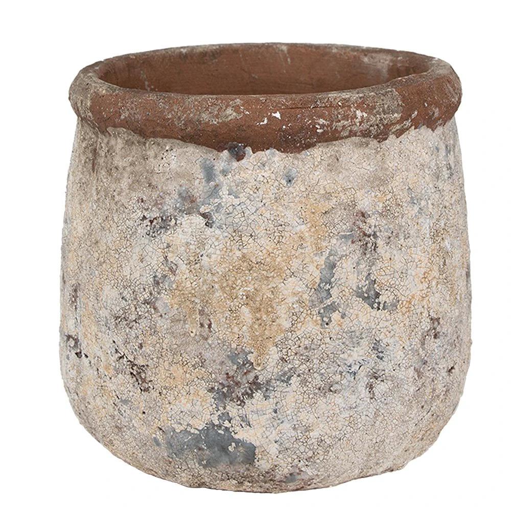 Flowerpot Ø 18x17 cm Beige Terracotta by Clayre & Eef.