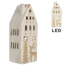 Decoration house with LED 7x6x19 cm Beige ceramics by Clayre & Eef.