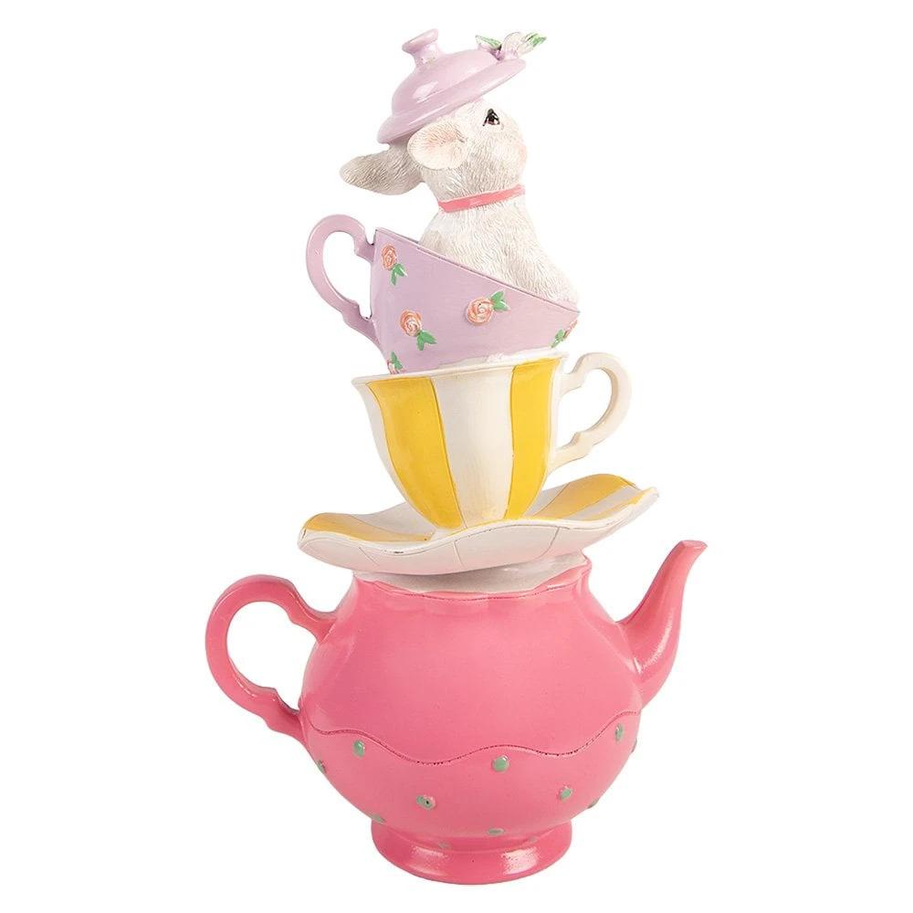 Decoration Statue Rabbit 16x13x26 cm White Plastic by Clayre & Eef.