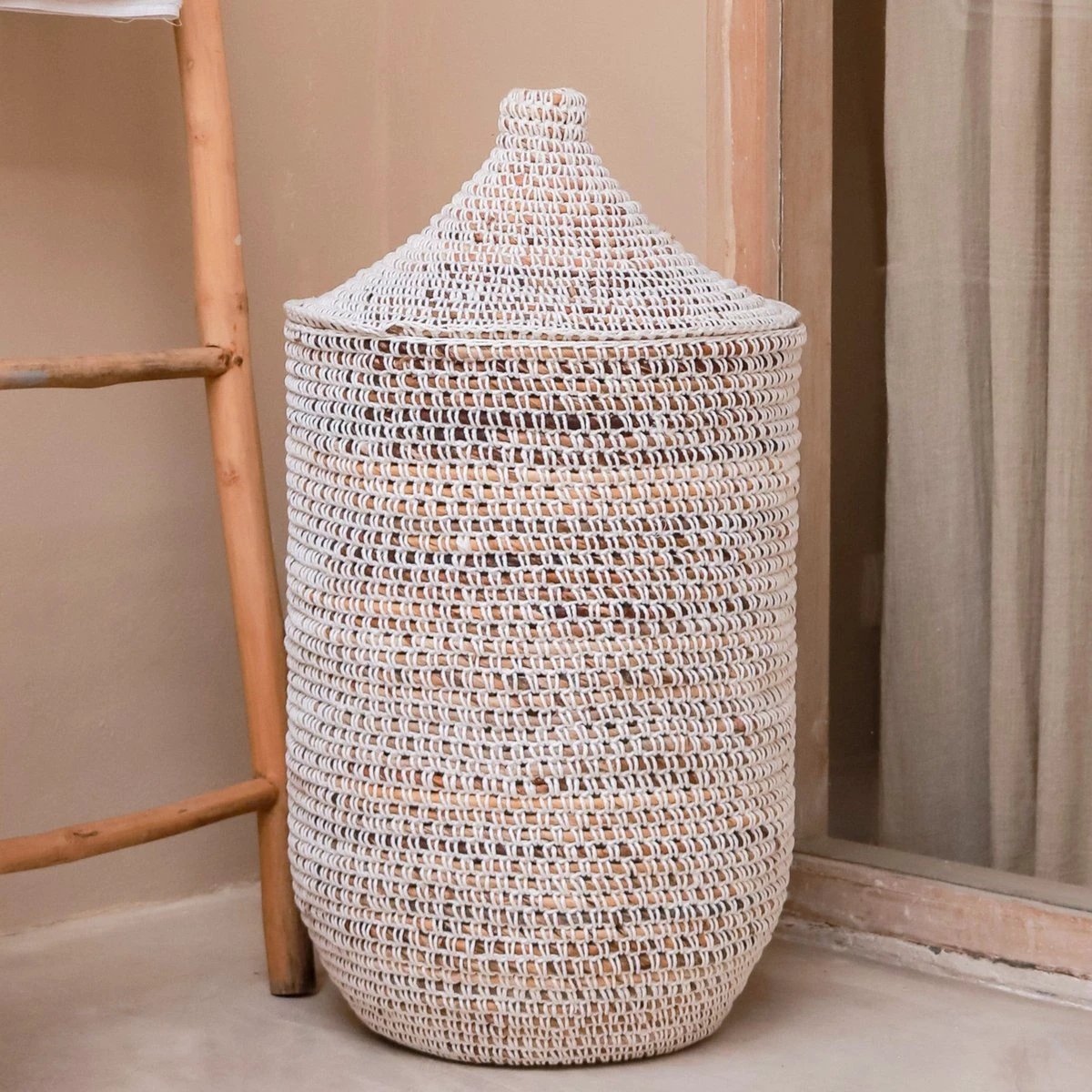 Laundry Basket with Lid KAJA made from Banana Fibre by Soeji