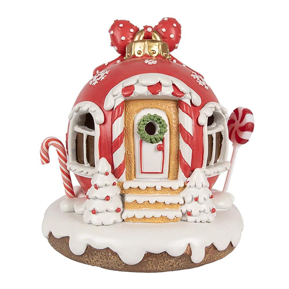 Dekoration Haus mit LED Lebkuchenhaus 14 cm rotes Kunststoff-Lebkuchenhaus von Clayre & Eef.