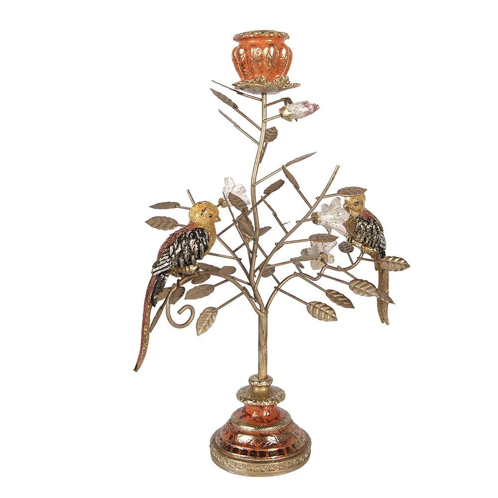 Candlestick 26x16x36 cm Gold-colored Plastic by Clayre & Eef.