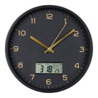 Amiens Wall Clock - Black, Plastic, Glass, LCD, Ø25cm by EMIRELLE