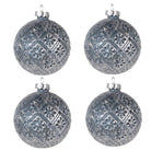 Weihnachtskugel-Set aus 4 Stück Ø 8 cm, blaue Weihnachtsdekoration aus Glas von Clayre & Eef.