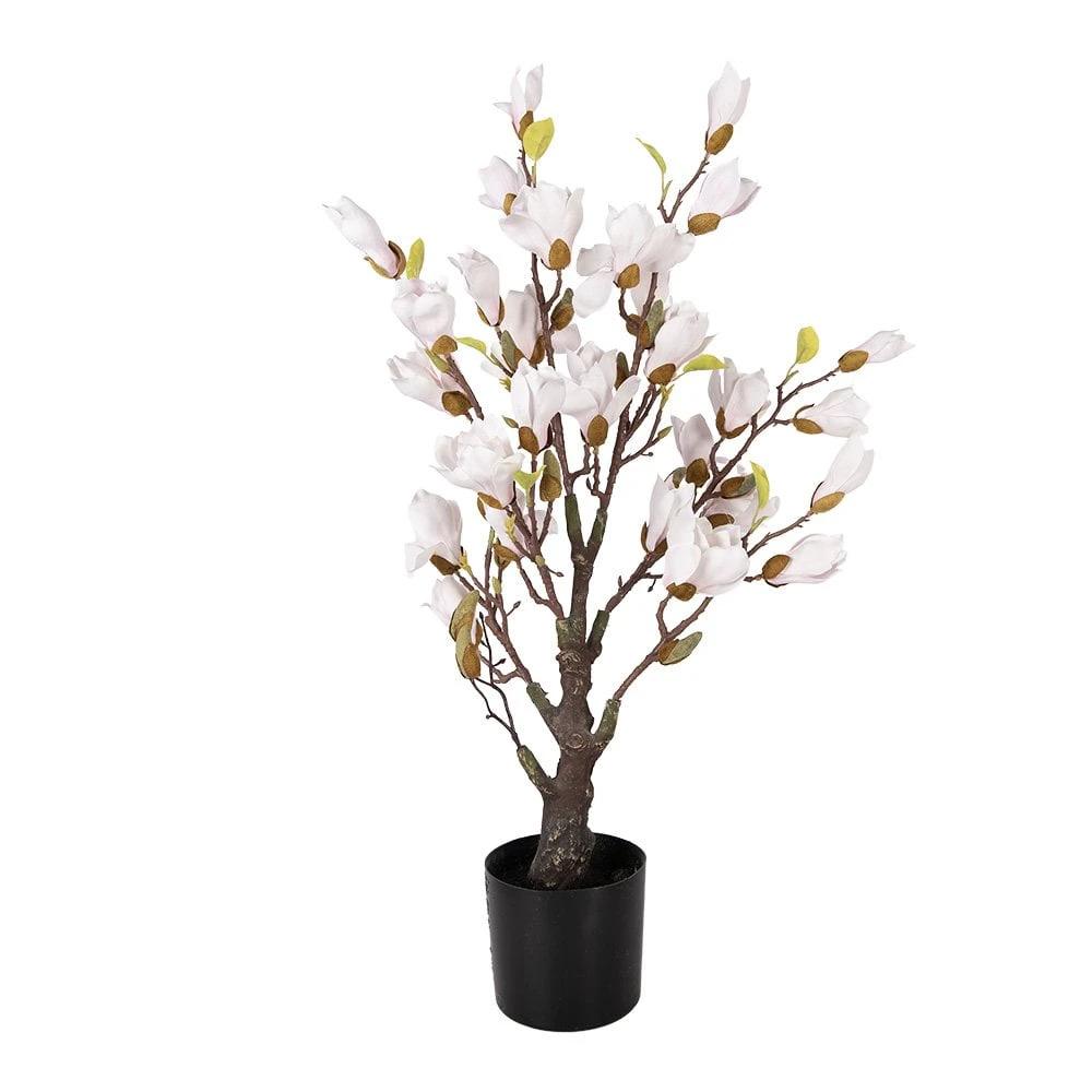 Artificial plant Magnolia 20x20x75 cm Pink Plastic by Clayre & Eef.