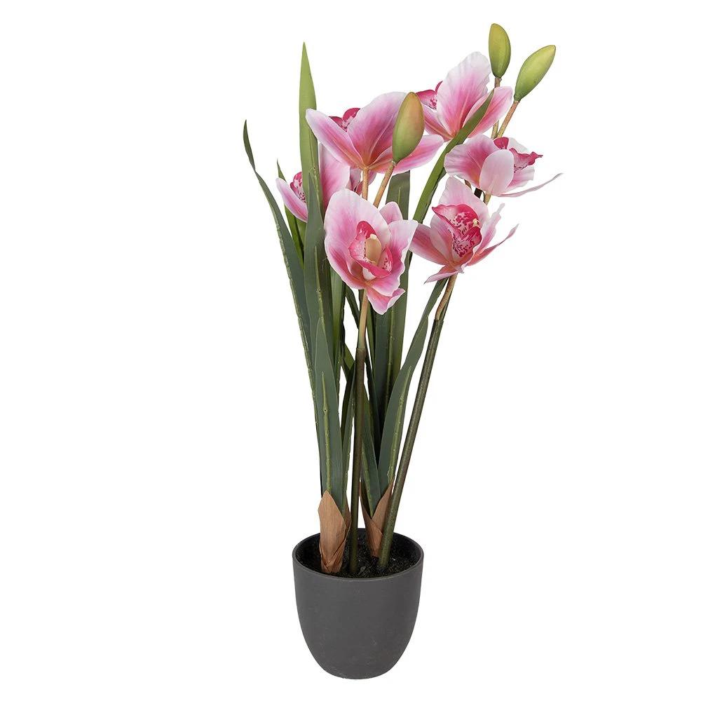 Artificial plant 14x14x55 cm Pink Plastic by Clayre & Eef.