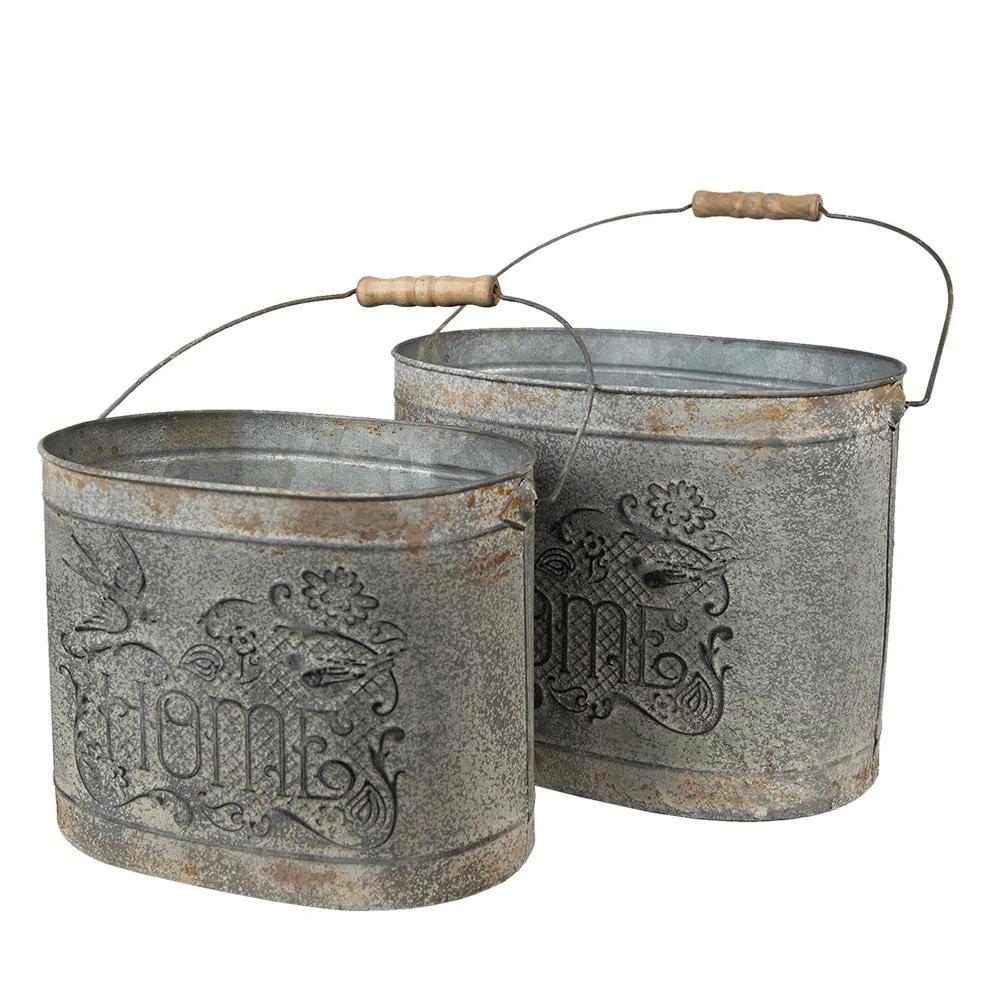 Decoration bucket (2) 31x20x23 / 27x17x21 cm by Clayre & Eef.