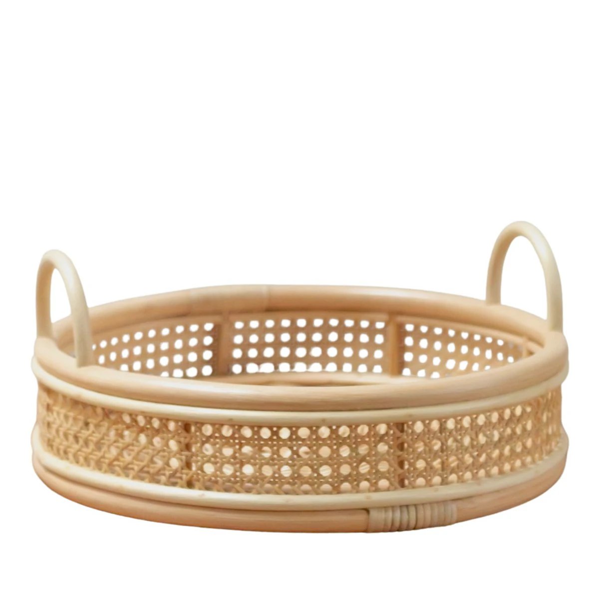 Rattan Tray | Round Serving Tray NEIRA Handmade Beige Decorative Tray Ø40 cm by Soeji