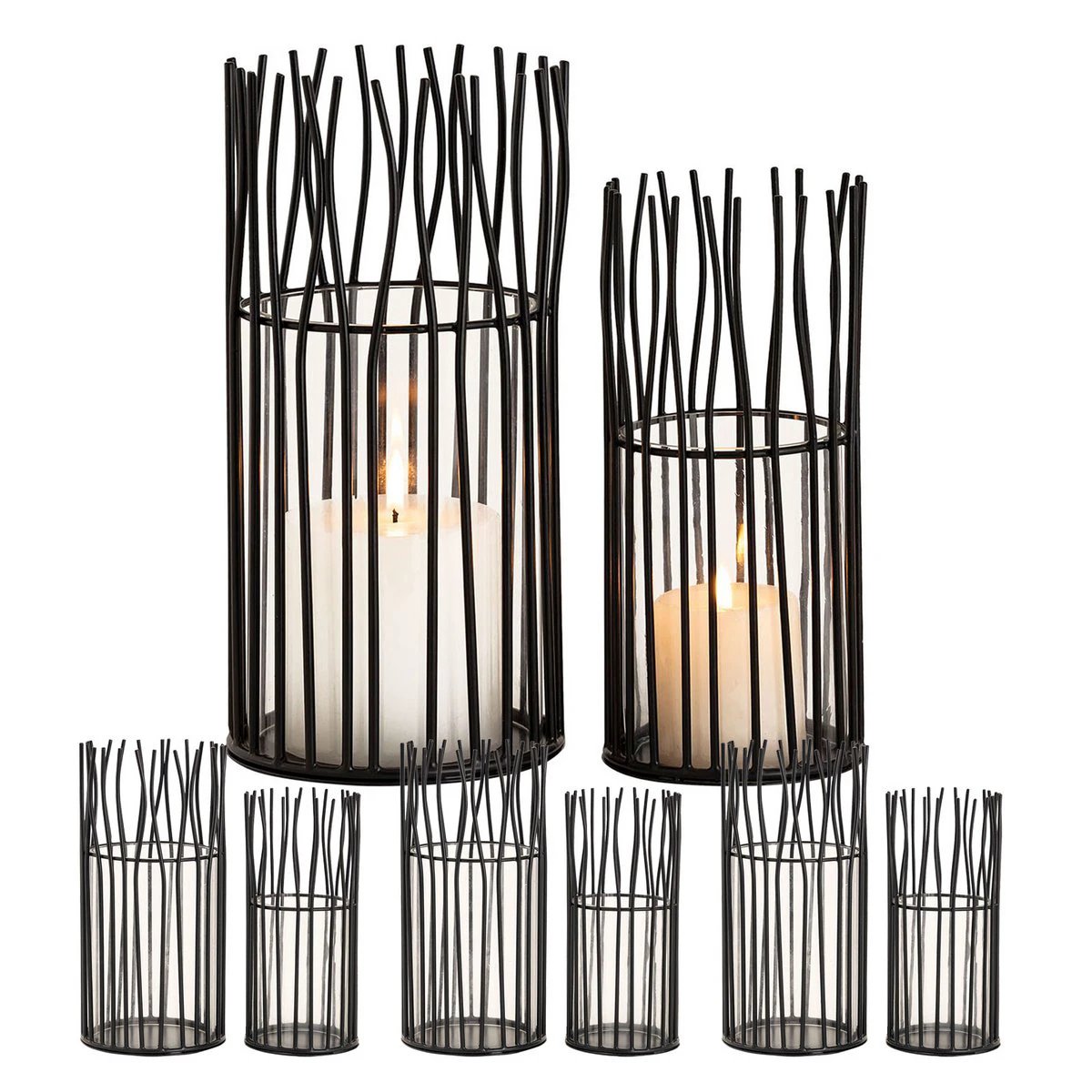 Lantern 8-piece set 2 x 4 VE candle holder tea light holder Loft black or silver candle holder by Voglrieder kreatives Wohnen