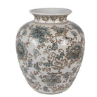 Vase Ø 22x25 cm Weiß-Blau Keramik von Clayre & Eef.