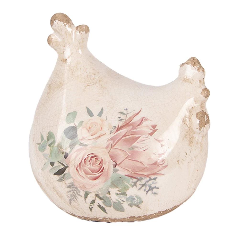 Dekorationsstatue Huhn 12x11x13 cm Beige Keramik von Clayre & Eef.