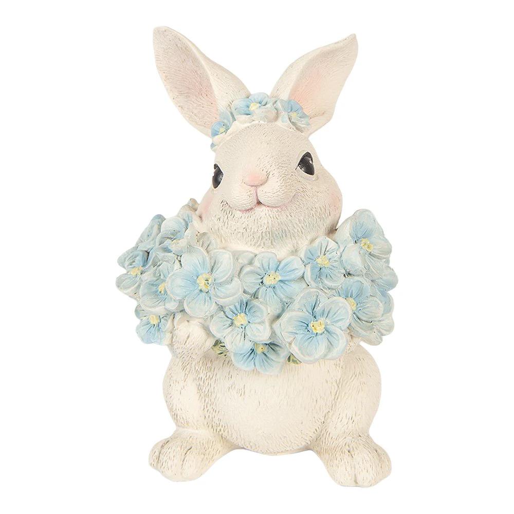 Decoration Statue Rabbit 9x10x13 cm White Plastic by Clayre & Eef.