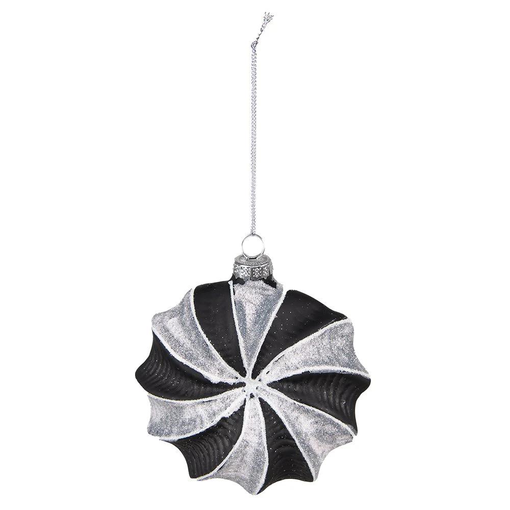 Weihnachtskugel-Set mit 4 Stück, 10 cm, schwarz-grau, Glas-Weihnachtsdekoration von Clayre & Eef.