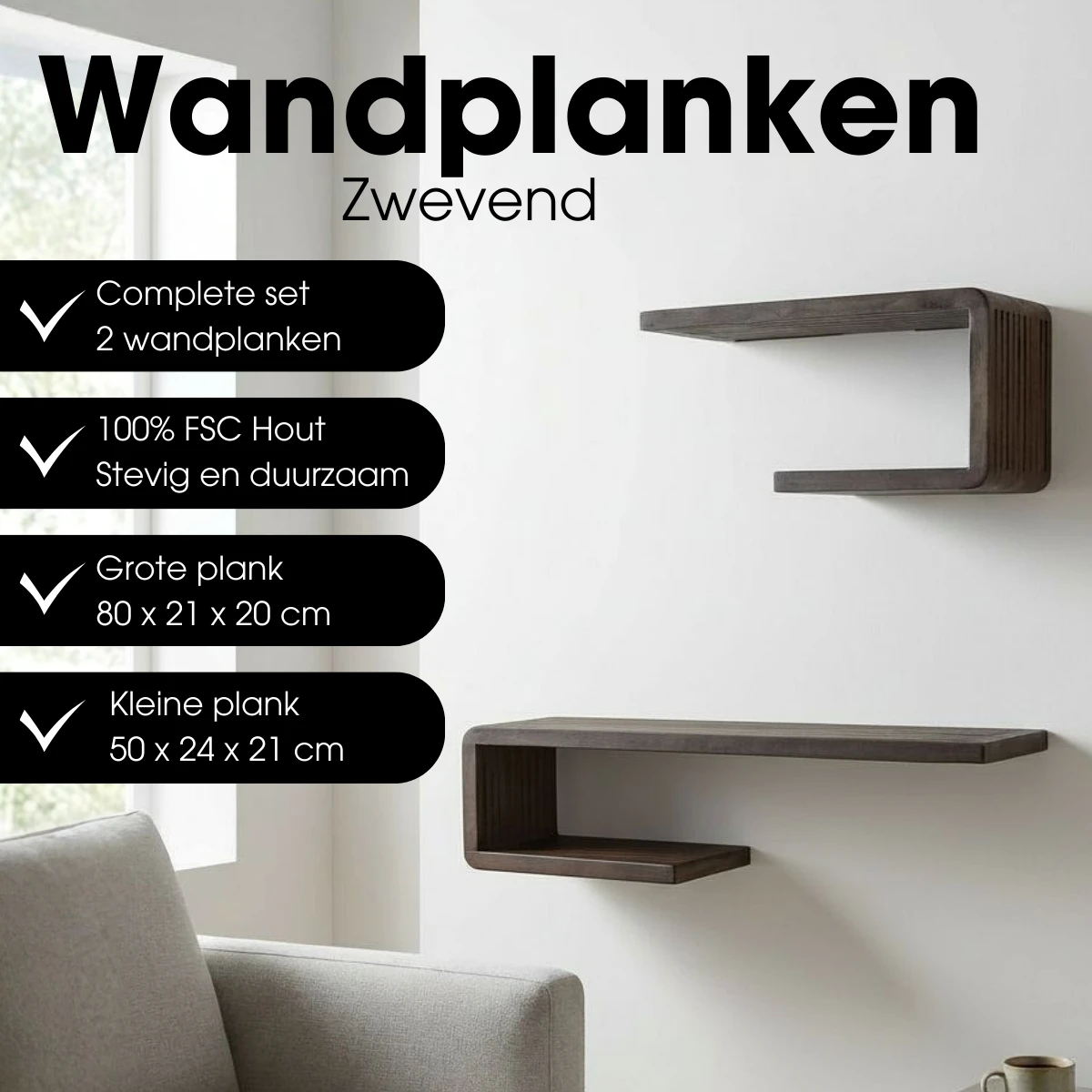 Wall shelf Dark brown by Mica Decorations