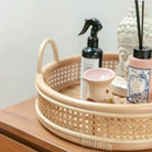 Rattan Tray | Round Serving Tray NEIRA Handmade Beige Decorative Tray Ø40 cm by Soeji