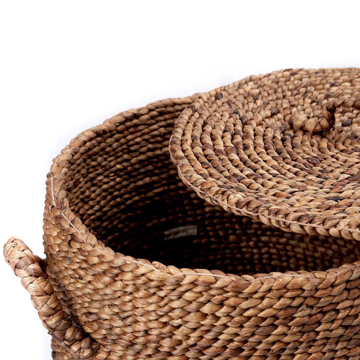 Large Laundry Basket with Lid UMBUL made from Brown Water Hyacinth | Woven Hamper Basket by Soeji
