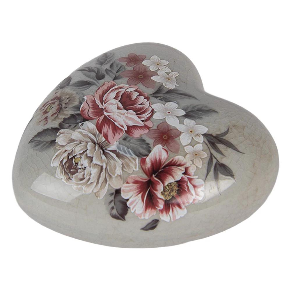 Decoration Heart 8x8x4 cm Flowers by Clayre & Eef.