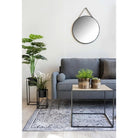 Trapani Mirror - Black, Steel, Artificial Leather, Ø38cm by EMIRELLE