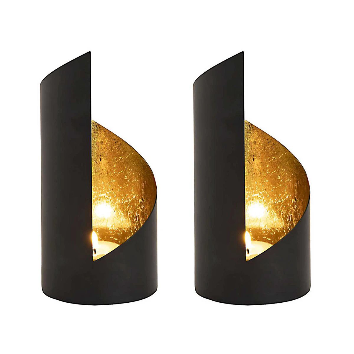 Tealight holder set 2-part candle holder Kevin cylindrical black matt gilded inside by Voglrieder kreatives Wohnen