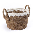 Round Seagrass Baskets with White Cotton Cords WAIGEO (3 sizes) Decorative Laundry or Storage Basket by Soeji