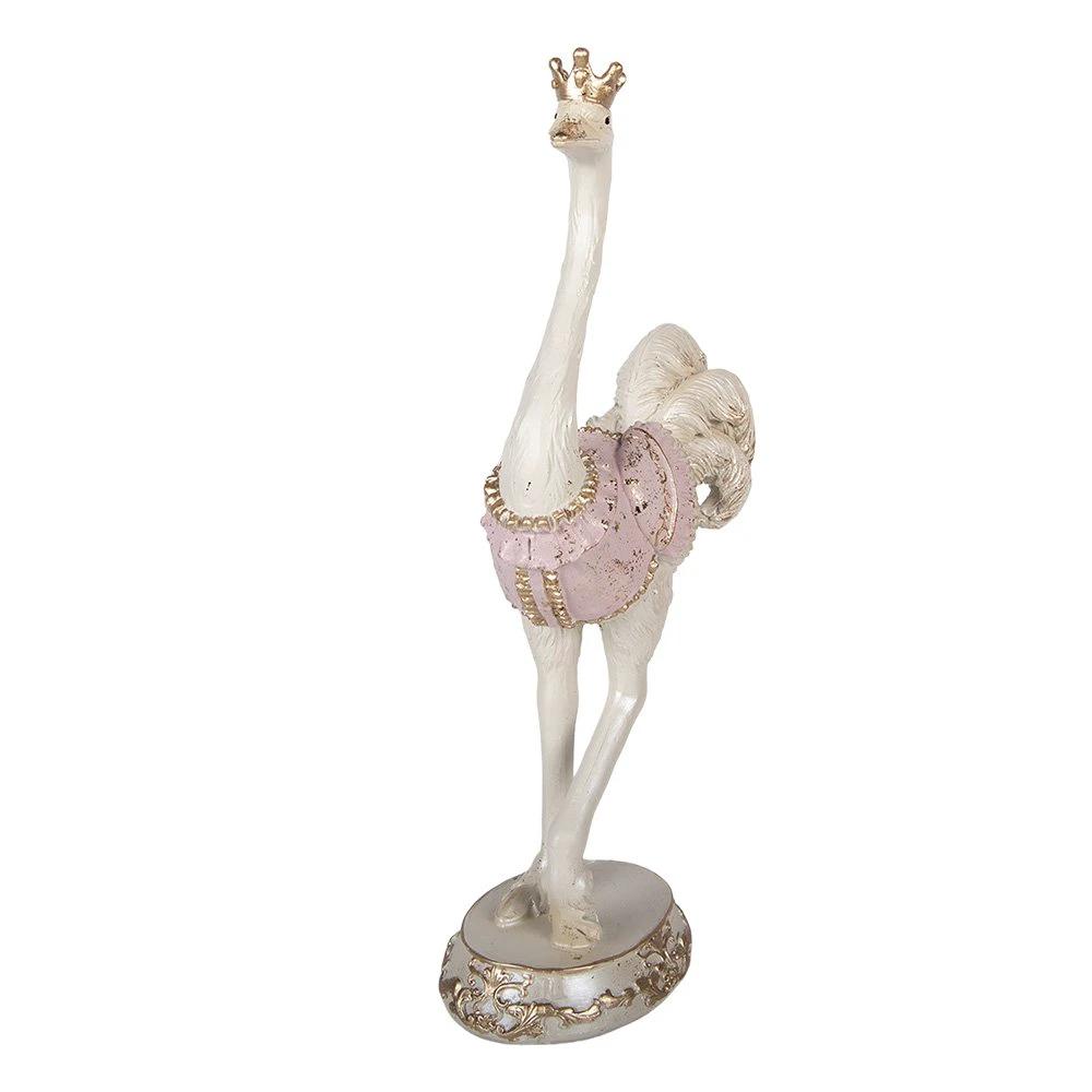 Decoration Statue Ostrich 23x11x41 cm White Plastic by Clayre & Eef.