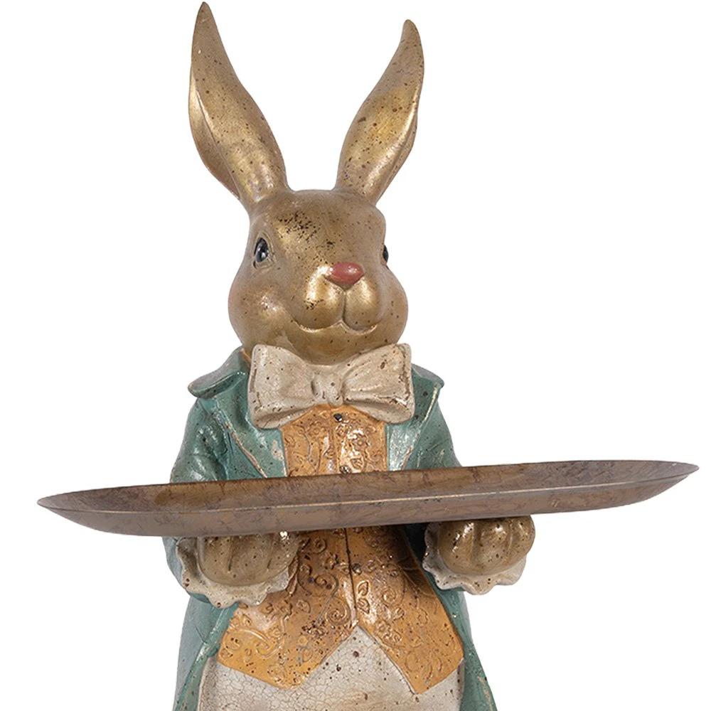 Decoration Statue Rabbit 20x23x46 cm Gold-colored Plastic by Clayre & Eef.