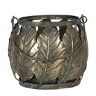Relief light 17x17x15 cm copper -colored metal leaves candle holder by Clayre & Eef.