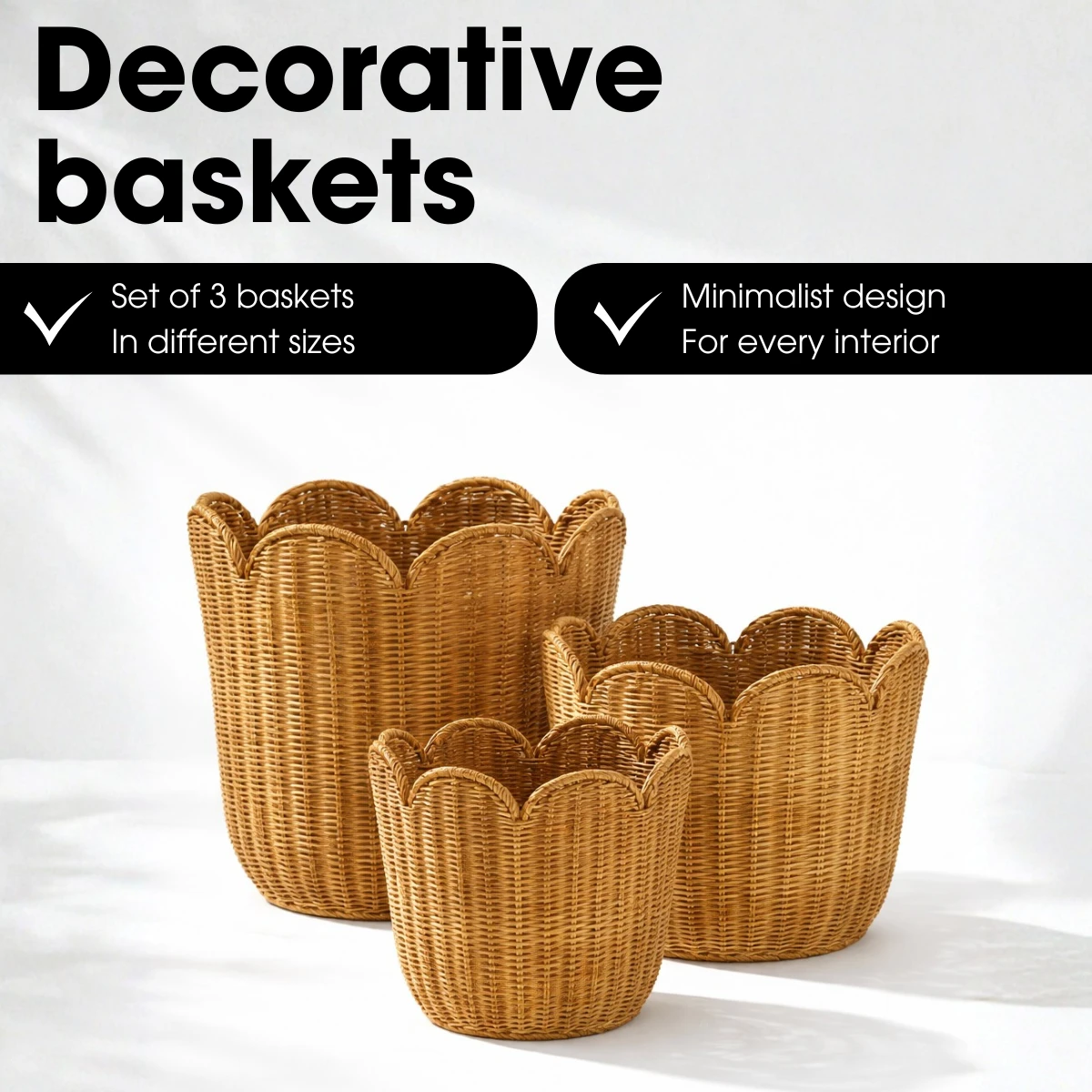 Storage basket set Eleta Light brown by Mica Decorations