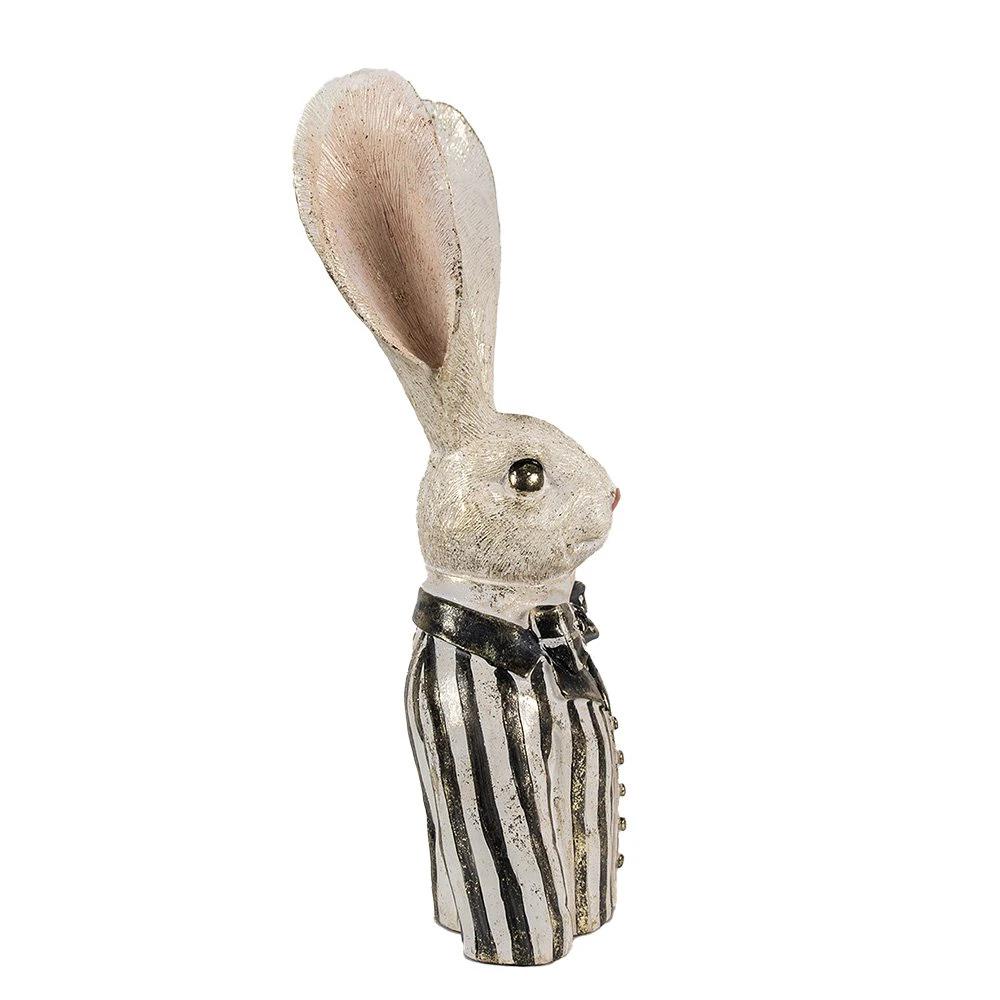 Rabbit statue 42 cm White Black Polyresin Easter decoration by Clayre & Eef.