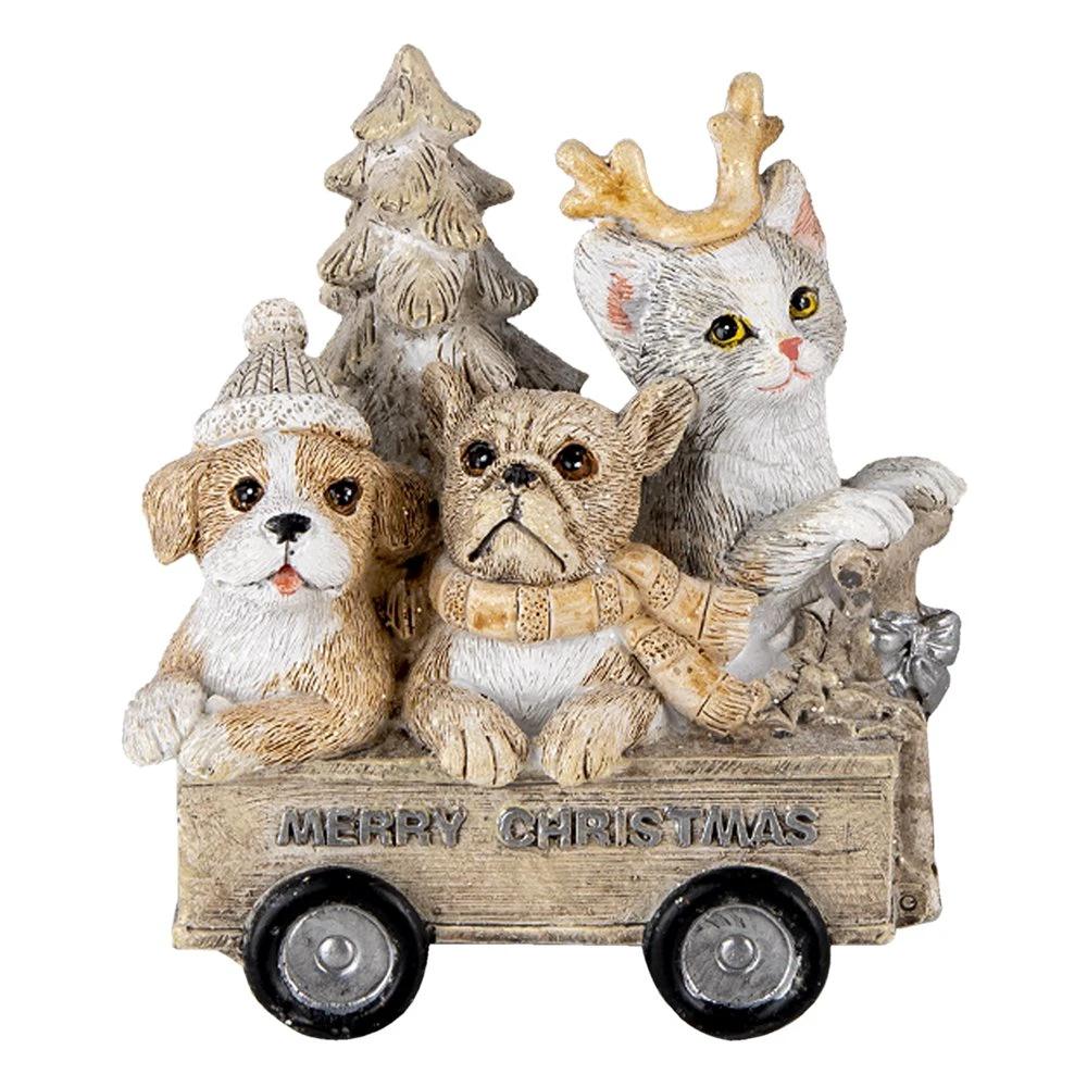 Decoration animals in cart 9x7x11 cm by Clayre & Eef.