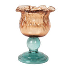 Tea light holder Ø 10x14 cm orange glass by Clayre & Eef.