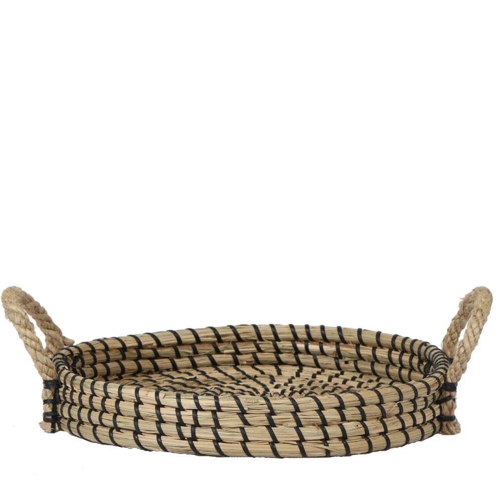 Hummingbird Home | Decorative bowl - Black woven tray Ø30cm by Kolibri Company