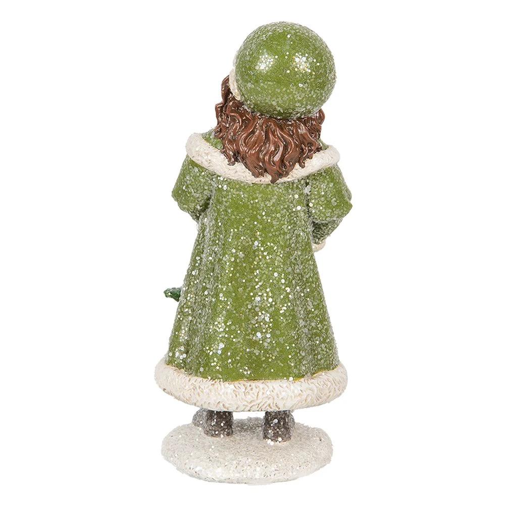 Decoration Statue Girl 8x9x19 cm Green Plastic by Clayre & Eef.