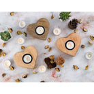 Tealight holder 3 Set candlestick tea lights 12x11cm Herzilein Candle holder Mango wood by Voglrieder kreatives Wohnen