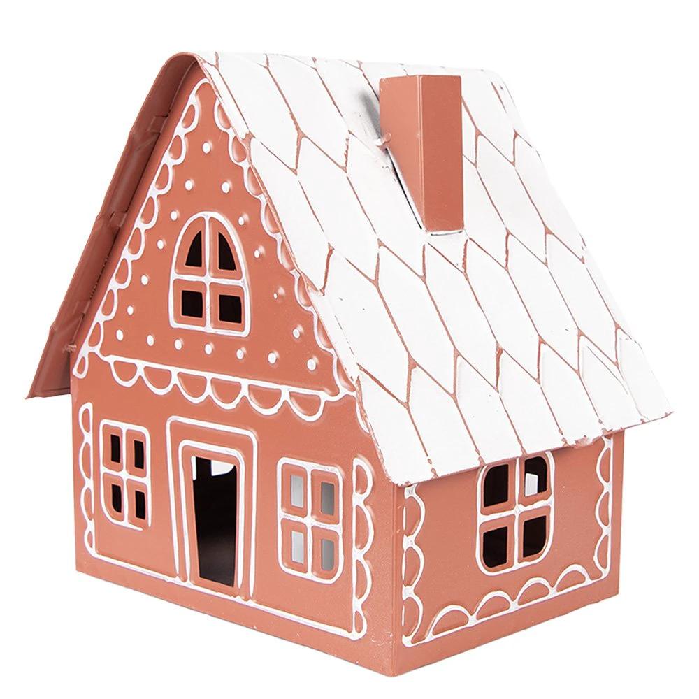Decoration House with LED 23x18x23 cm/ 3x AAA Brown Metal by Clayre & Eef.