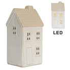 Decoration house with LED 6x5x11 cm Beige ceramics by Clayre & Eef.
