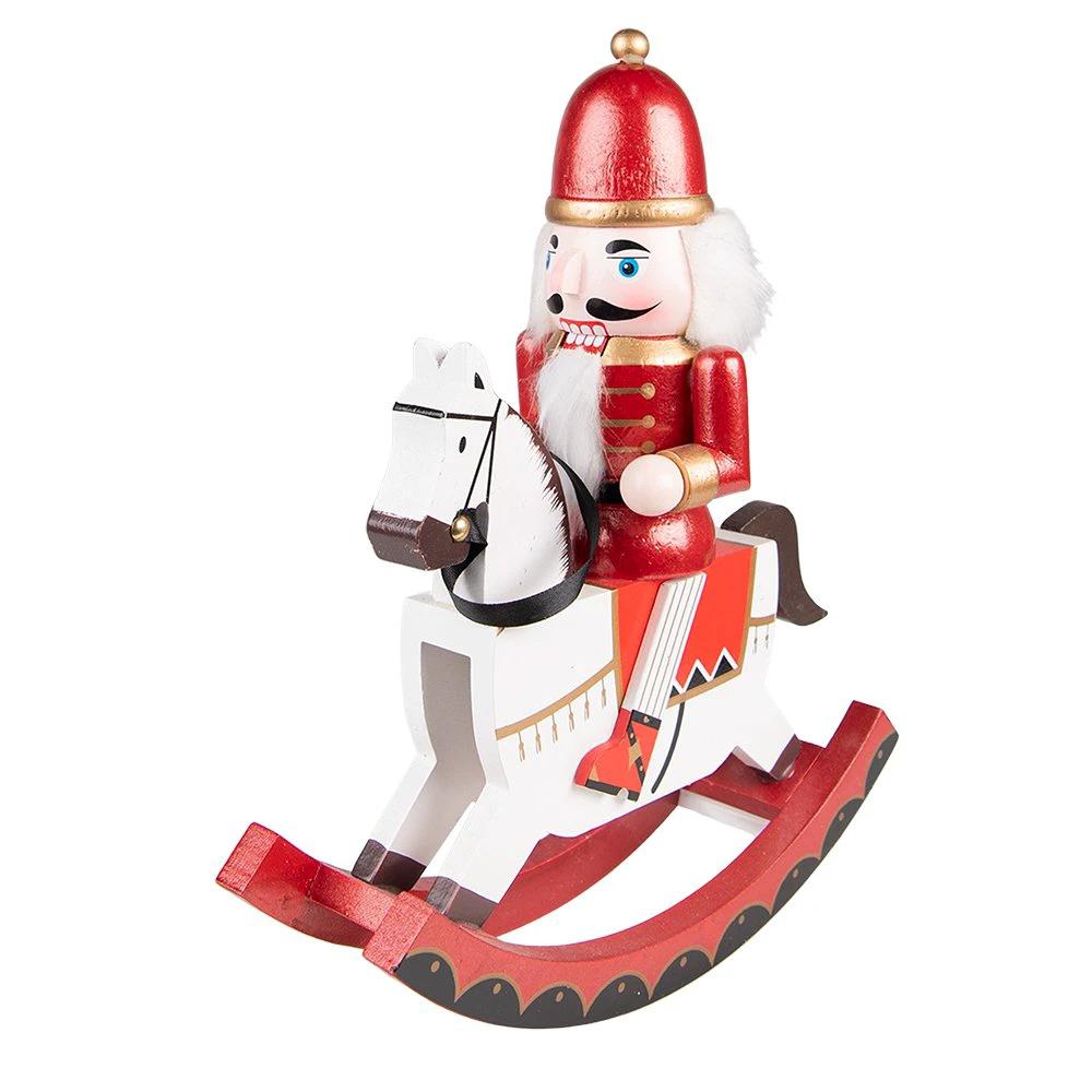 Decoration nutcracker on rocking horse 24x9x30 cm by Clayre & Eef.