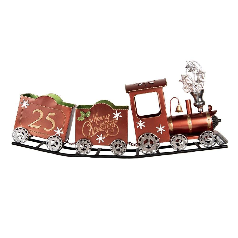 Christmas Decoration Sculpture Train 79x15x37 cm Red Metal by Clayre & Eef.