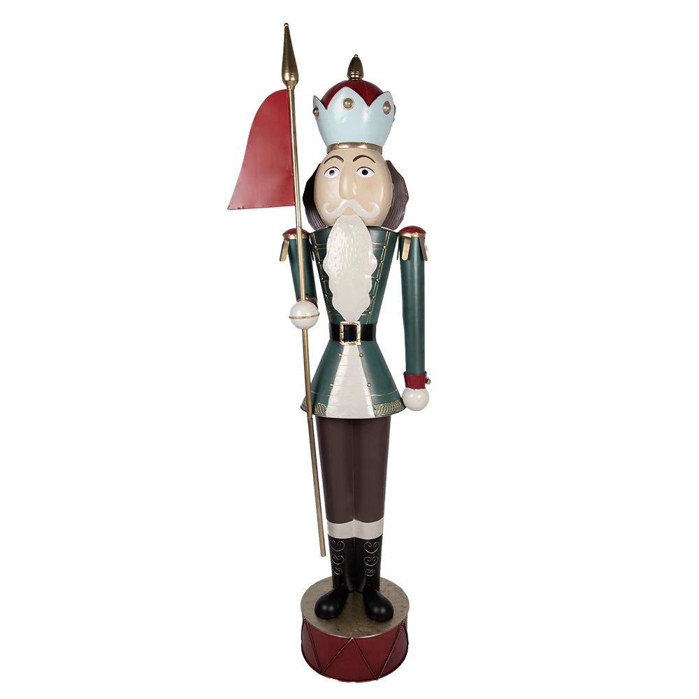 Christmas Decoration Statue Nutcracker 67x41x210 cm Green Red Metal by Clayre & Eef.