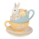 Dekorationsstatue Hase 13x14x15 cm weißer Kunststoff von Clayre & Eef.