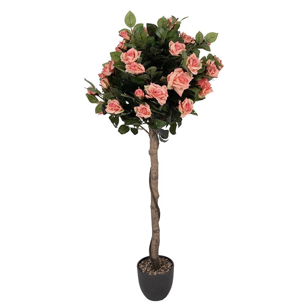 Künstliche Pflanze Rose 120 cm rosa Kunststoff von Clayre & Eef.