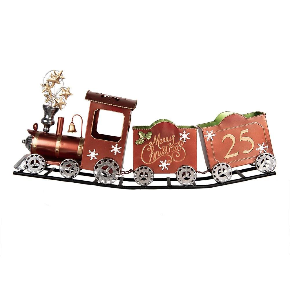 Christmas Decoration Sculpture Train 79x15x37 cm Red Metal by Clayre & Eef.