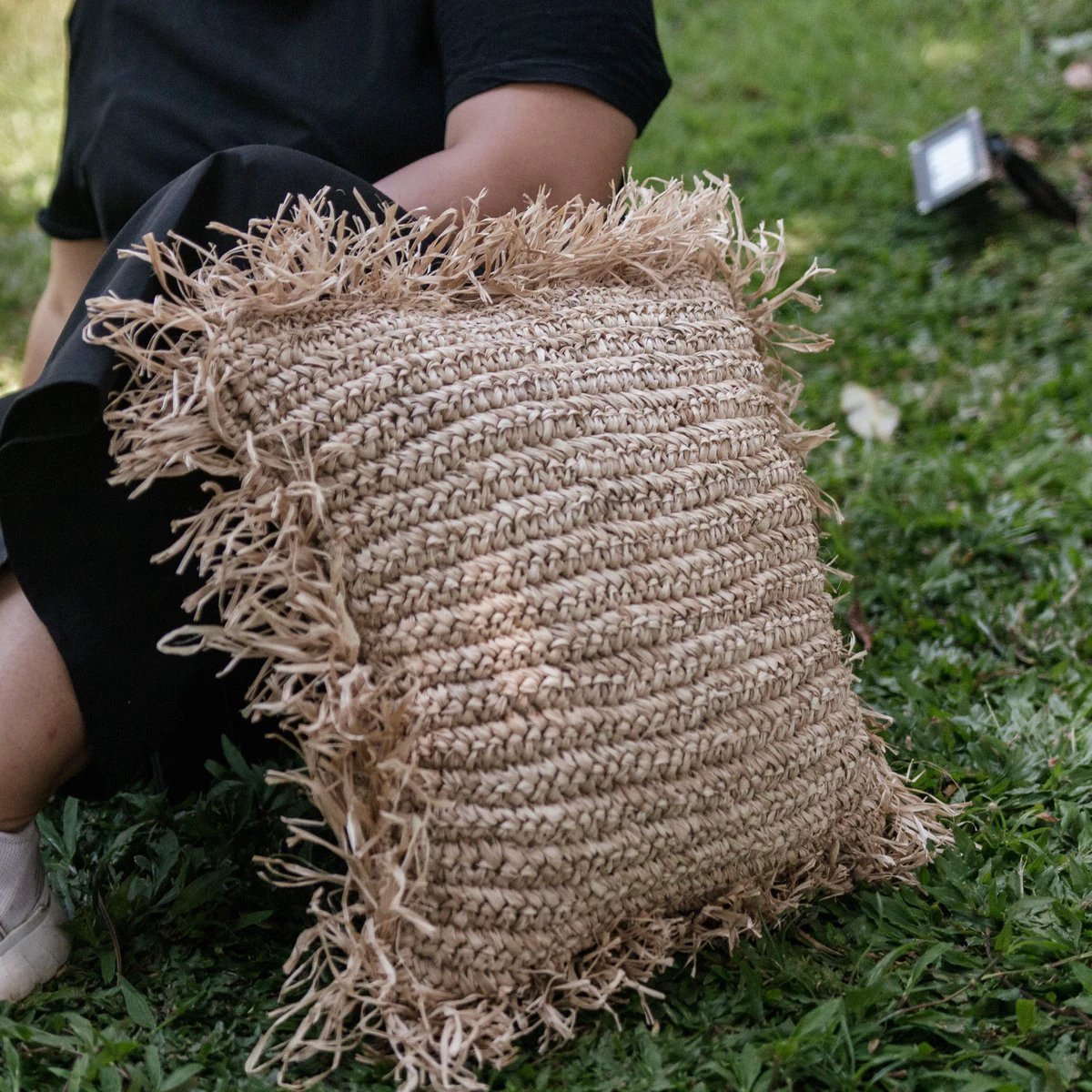 Throw Pillow with filling | Decorative Cushion | Sofa Pillow GANDI made of Raffia by Soeji