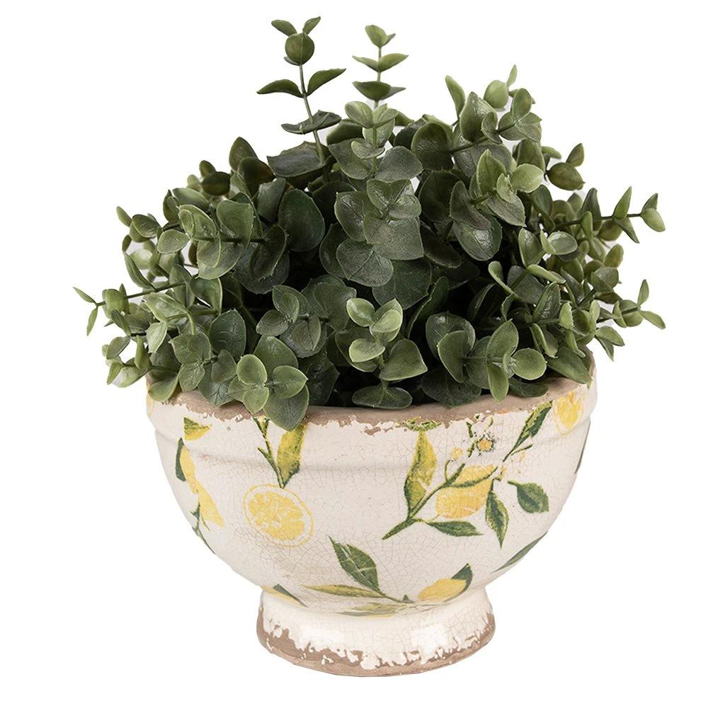 Blumentopf Ø 17x11 cm Gelb Keramik Zitronen-Blumentopf für den Innenbereich von Clayre & Eef.