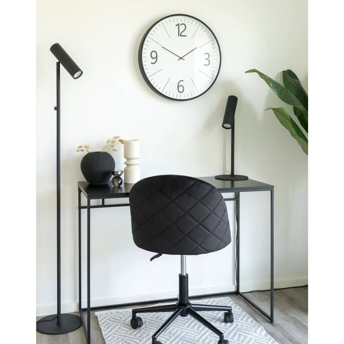 Biel Wall Clock - Black/White, Glass/Plastic, Ø51 cm by EMIRELLE