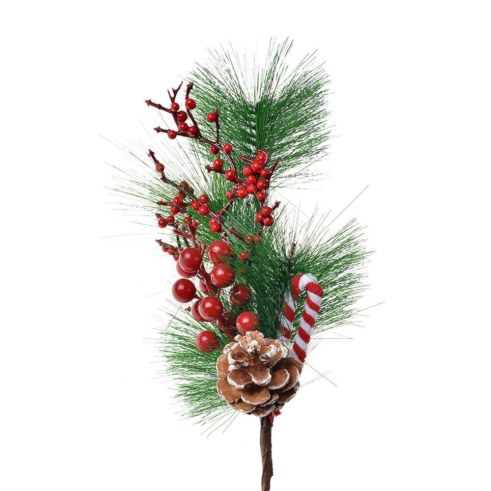 Decoration Branch 39 cm Red Green Plastic Candy Cane Christmas Christmas decoration by Clayre & Eef.